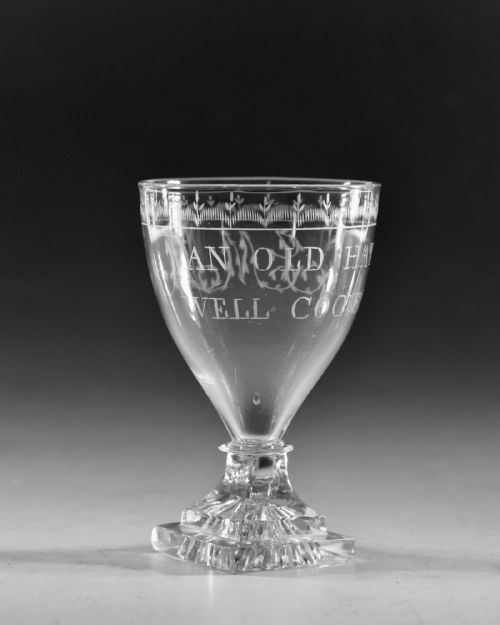 ANTIQUE GLASS ENGRAVED RUMMER ENGLISH C1800 - ADDITIONAL PHOTO 4