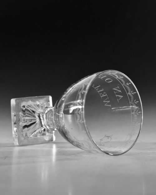 ANTIQUE GLASS ENGRAVED RUMMER ENGLISH C1800 - ADDITIONAL PHOTO 7