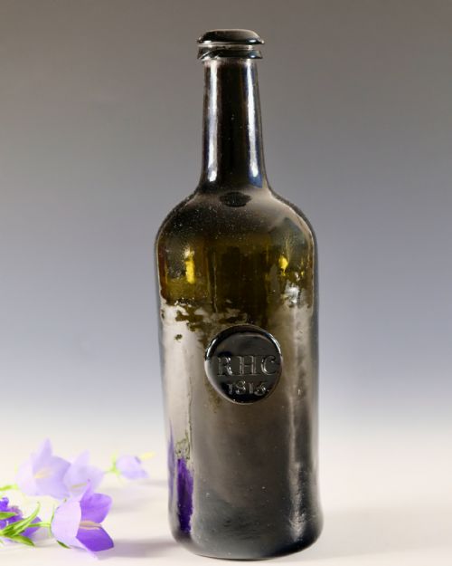 ANTIQUE GLASS SEALED WINE BOTTLE RHC 1815 - ADDITIONAL PHOTO 1