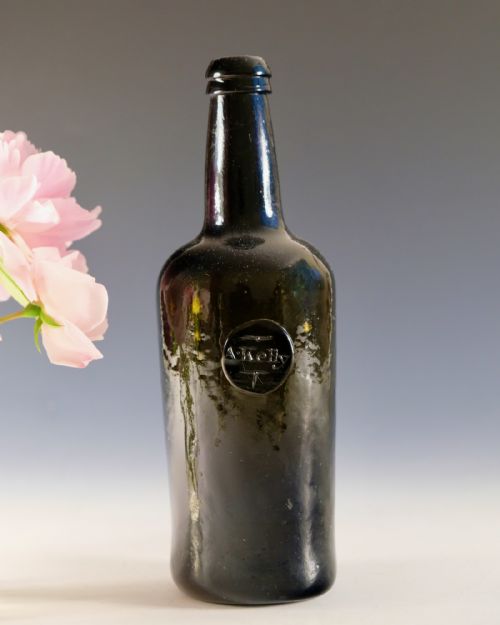 ANTIQUE GLASS SEALED WINE BOTTLE A KELLY C1790 1800 - ADDITIONAL PHOTO 1