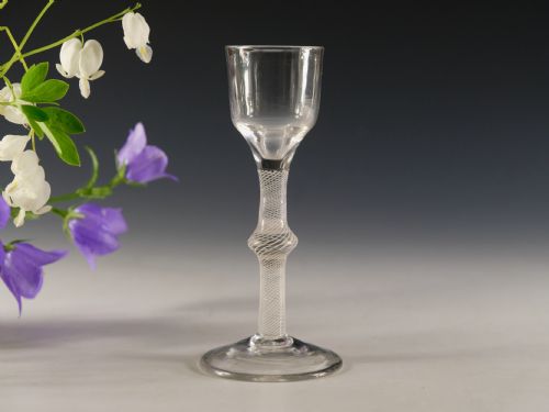 antique glass multi spiral opaque twist wine glass english c1765 - CATEGORY: ANTIQUE GLASS - DATED 18TH CENTURY