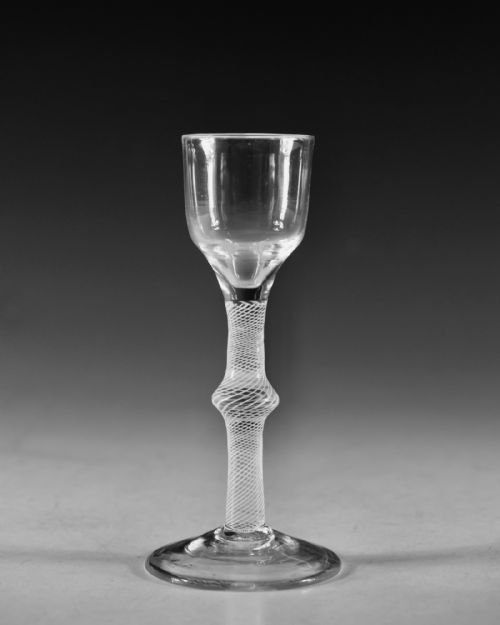 ANTIQUE GLASS MULTI SPIRAL OPAQUE TWIST WINE GLASS ENGLISH C1765 - ADDITIONAL PHOTO 3