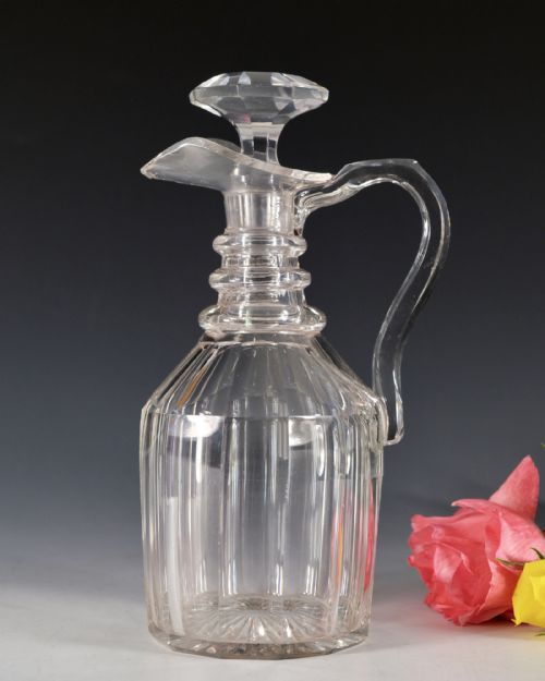 ANTIQUE GLASS CLARET JUG ENGLISH C1840 - ADDITIONAL PHOTO 1