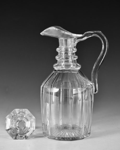 ANTIQUE GLASS CLARET JUG ENGLISH C1840 - ADDITIONAL PHOTO 6