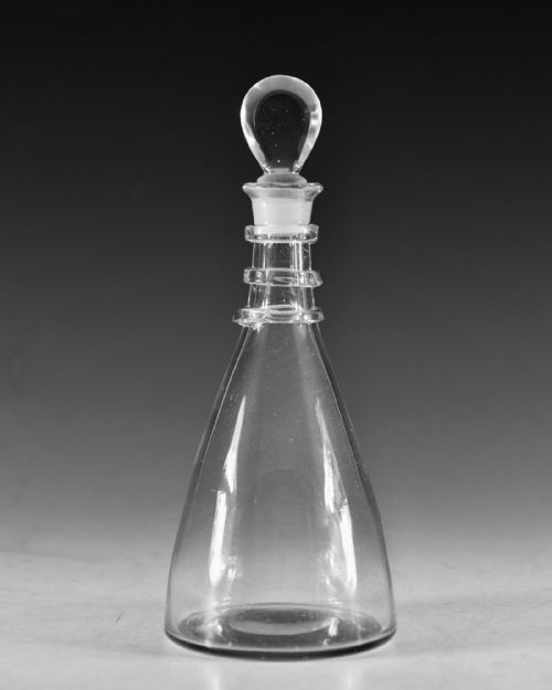 ANTIQUE GLASS SMALL TAPER DECANTER ENGLISH C1810 - ADDITIONAL PHOTO 4