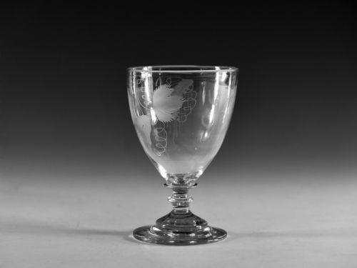 ANTIQUE GLASS ENGRAVED RUMMER ENGLISH C1810 - ADDITIONAL PHOTO 1