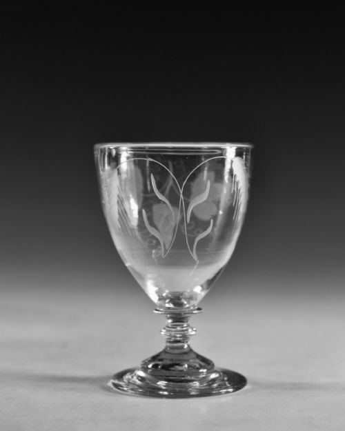 ANTIQUE GLASS ENGRAVED RUMMER ENGLISH C1810 - ADDITIONAL PHOTO 3