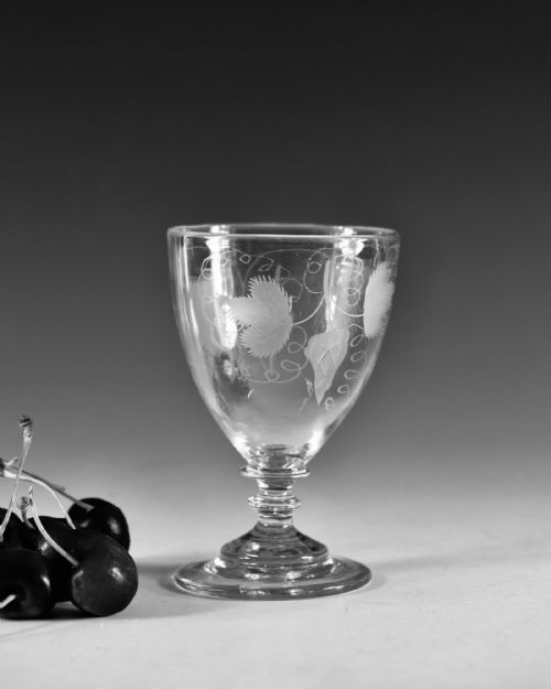ANTIQUE GLASS ENGRAVED RUMMER ENGLISH C1810 - ADDITIONAL PHOTO 9