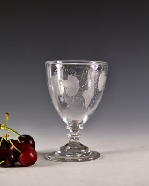 ANTIQUE GLASS ENGRAVED RUMMER ENGLISH C1810 - ADDITIONAL PHOTO 10