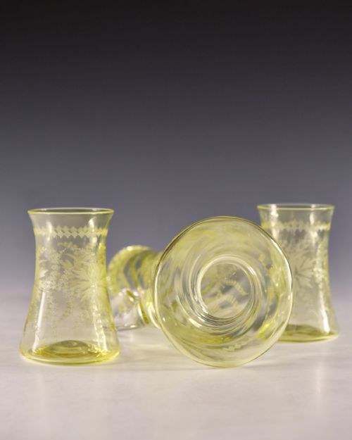 ANTIQUE GLASS CITRINE JUG AND TWO GOBLETS ENGLISH C1900 - ADDITIONAL PHOTO 6