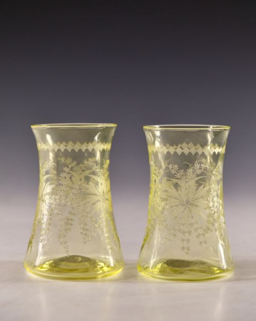 ANTIQUE GLASS CITRINE JUG AND TWO GOBLETS ENGLISH C1900 - ADDITIONAL PHOTO 7