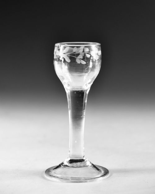 ANTIQUE GLASS PLAIN STEM WINE GLASS ENGLISH C1770 - ADDITIONAL PHOTO 1