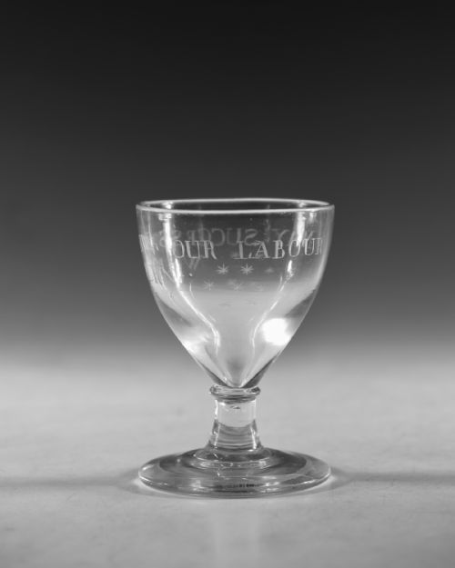 ANTIQUE GLASS ENGRAVED RUMMER ENGLISH C1800 - ADDITIONAL PHOTO 3