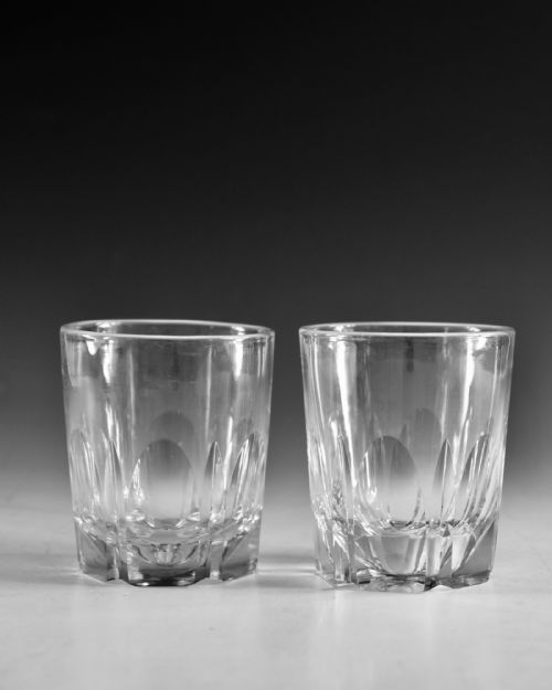 ANTIQUE GLASS PAIR OF CUT GLASS TUMBLERS ENGLISH C1900 - ADDITIONAL PHOTO 1