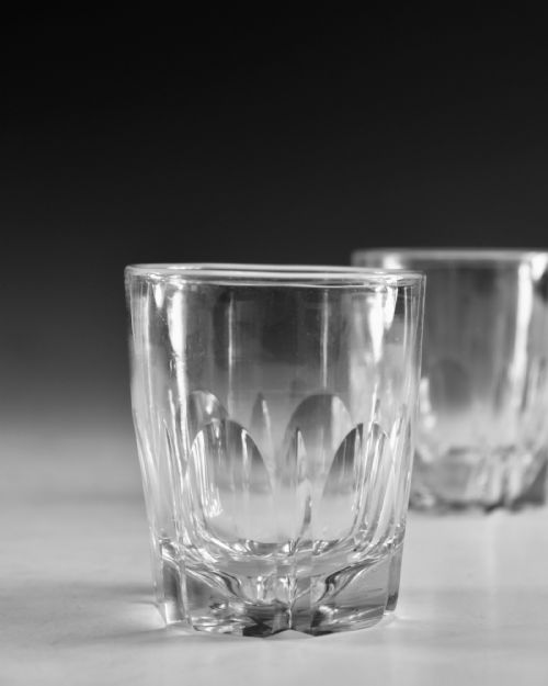 ANTIQUE GLASS PAIR OF CUT GLASS TUMBLERS ENGLISH C1900 - ADDITIONAL PHOTO 2