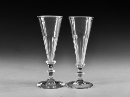 antique glass near pair of champagne flutes english c1830 - CATEGORY: ANTIQUE GLASS - DATED 19TH CENTURY