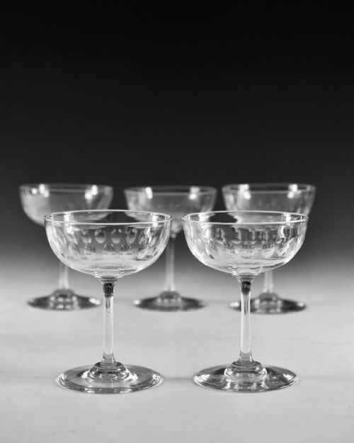ANTIQUE GLASS SET OF SIX CHAMPAGNE GLASSES ENGLISH C18901900 - ADDITIONAL PHOTO 2