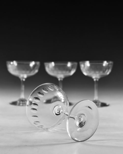 ANTIQUE GLASS SET OF SIX CHAMPAGNE GLASSES ENGLISH C18901900 - ADDITIONAL PHOTO 4