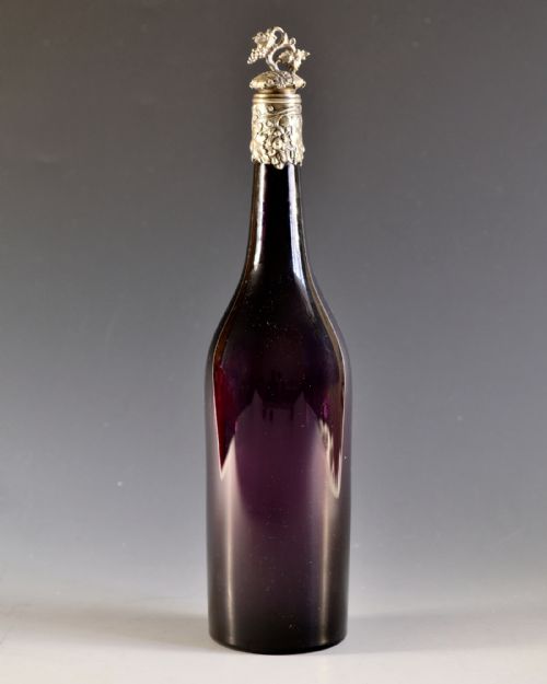 ANTIQUE GLASS AMETHYST SERVING BOTTLE ENGLISH C1830 - ADDITIONAL PHOTO 1