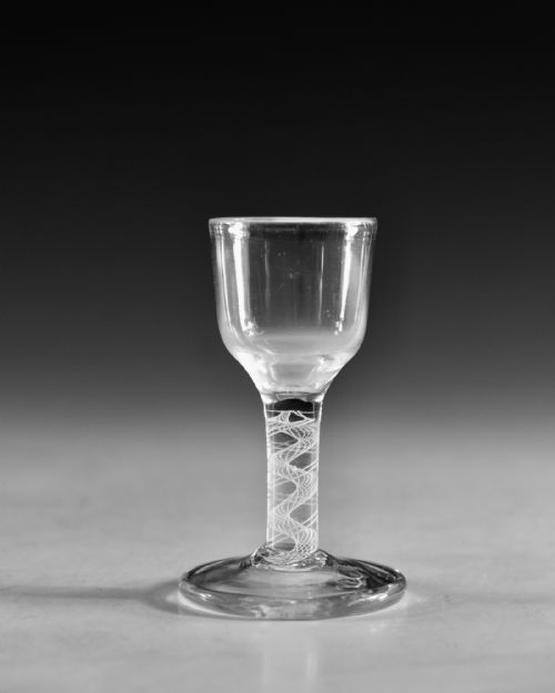 ANTIQUE GLASS OPAQUE TWIST DRAM GLASS ENGLISH C1770 - ADDITIONAL PHOTO 1