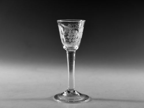 antique glass plain stem wine glass english c1760 - CATEGORY: ANTIQUE GLASS - DATED 18TH CENTURY