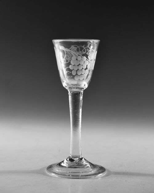 ANTIQUE GLASS PLAIN STEM WINE GLASS ENGLISH C1760 - ADDITIONAL PHOTO 1