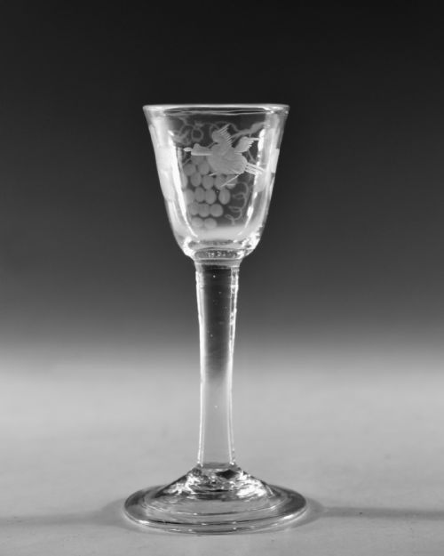 ANTIQUE GLASS PLAIN STEM WINE GLASS ENGLISH C1760 - ADDITIONAL PHOTO 4