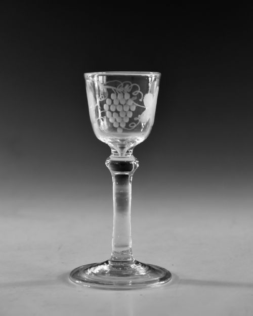 ANTIQUE GLASS BALUSTROID WINE GLASS ENGLISH C1750 - ADDITIONAL PHOTO 1
