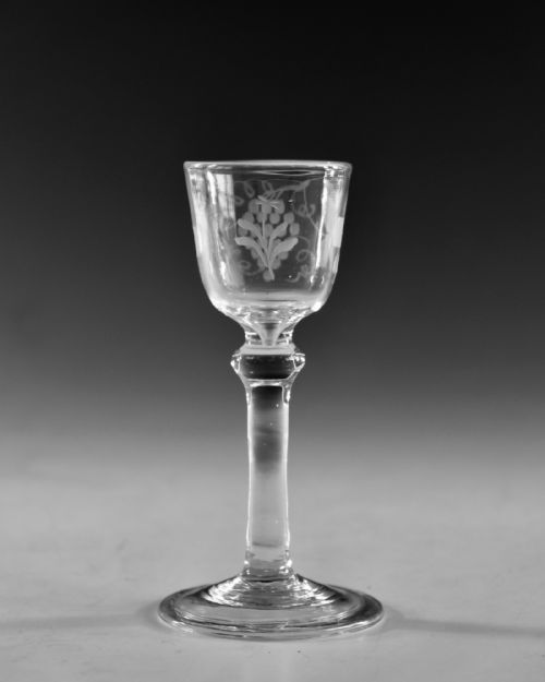 ANTIQUE GLASS BALUSTROID WINE GLASS ENGLISH C1750 - ADDITIONAL PHOTO 2