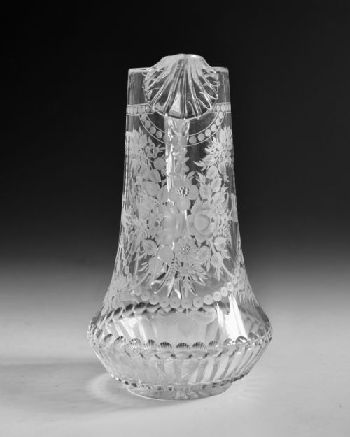 ANTIQUE GLASS ENGRAVED WATER JUG ENGLISH C1870 - ADDITIONAL PHOTO 2