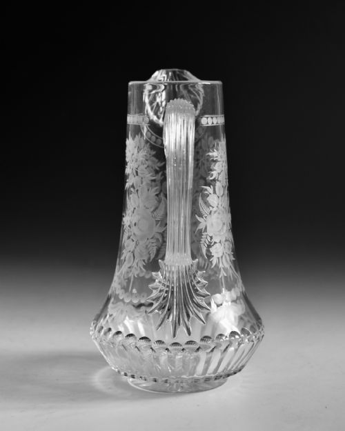 ANTIQUE GLASS ENGRAVED WATER JUG ENGLISH C1870 - ADDITIONAL PHOTO 4