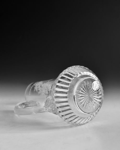 ANTIQUE GLASS ENGRAVED WATER JUG ENGLISH C1870 - ADDITIONAL PHOTO 5