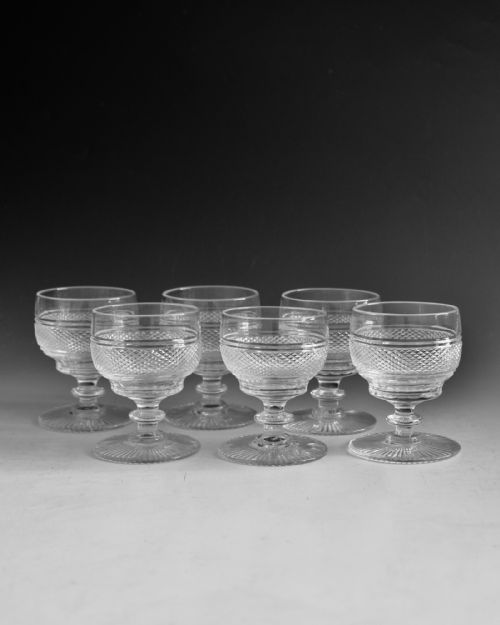 ANTIQUE GLASS SET OF 6 CUT GLASS RUMMERS ENGLISH IRISH C1900 - ADDITIONAL PHOTO 1