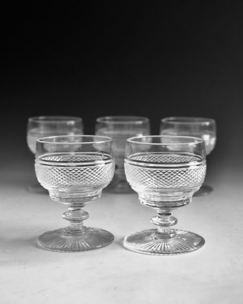 ANTIQUE GLASS SET OF 6 CUT GLASS RUMMERS ENGLISH IRISH C1900 - ADDITIONAL PHOTO 2