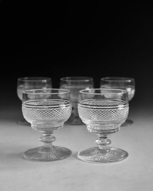 ANTIQUE GLASS SET OF 6 CUT GLASS RUMMERS ENGLISH IRISH C1900 - ADDITIONAL PHOTO 3