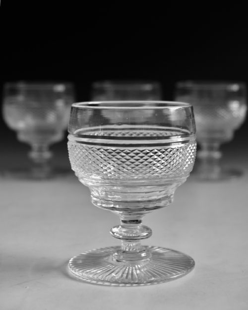 ANTIQUE GLASS SET OF 6 CUT GLASS RUMMERS ENGLISH IRISH C1900 - ADDITIONAL PHOTO 4