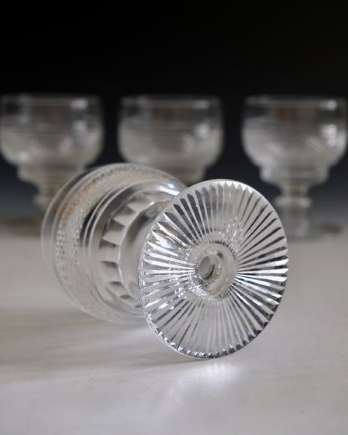 ANTIQUE GLASS SET OF 6 CUT GLASS RUMMERS ENGLISH IRISH C1900 - ADDITIONAL PHOTO 5