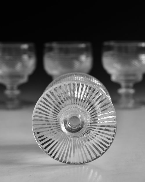 ANTIQUE GLASS SET OF 6 CUT GLASS RUMMERS ENGLISH IRISH C1900 - ADDITIONAL PHOTO 7