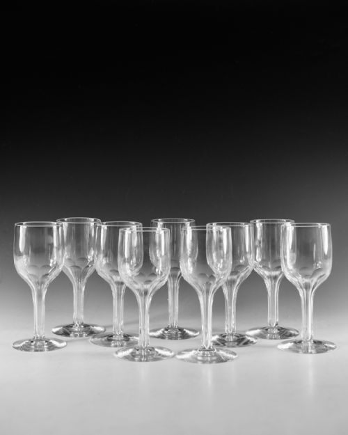 ANTIQUE GLASS SET GO NINE HOLLOW STEM WINE GLASSES C1890 - ADDITIONAL PHOTO 3