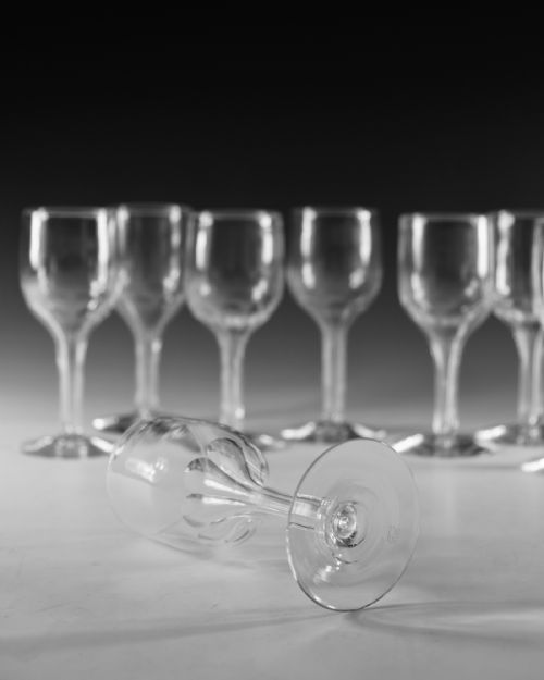 ANTIQUE GLASS SET GO NINE HOLLOW STEM WINE GLASSES C1890 - ADDITIONAL PHOTO 7
