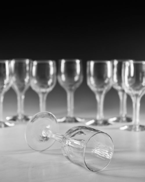 ANTIQUE GLASS SET GO NINE HOLLOW STEM WINE GLASSES C1890 - ADDITIONAL PHOTO 8