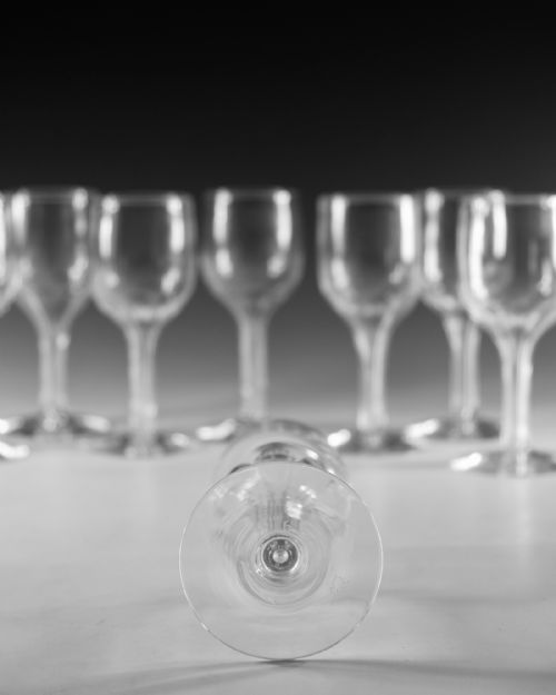ANTIQUE GLASS SET GO NINE HOLLOW STEM WINE GLASSES C1890 - ADDITIONAL PHOTO 9