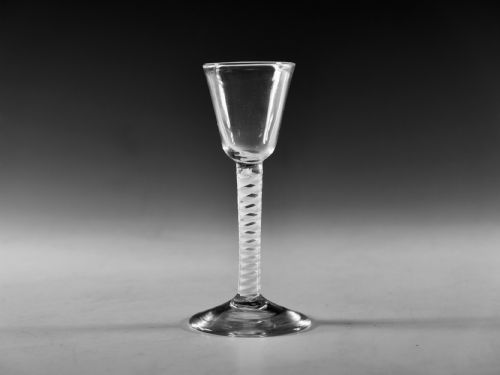 antique glass single series opaque twist wine glass english c1765 - CATEGORY: ANTIQUE GLASS - DATED 18TH CENTURY