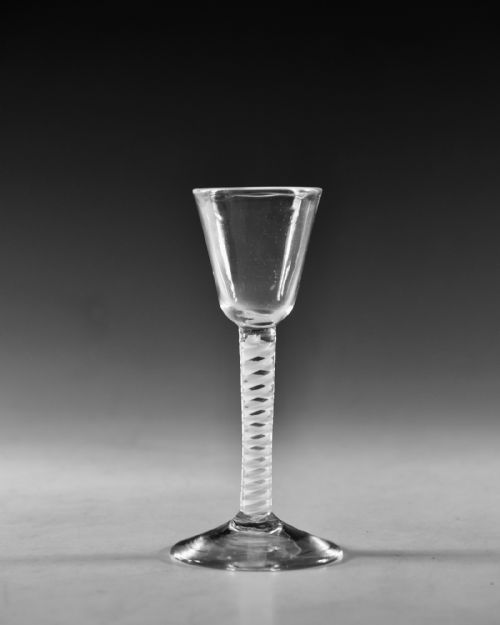 ANTIQUE GLASS SINGLE SERIES OPAQUE TWIST WINE GLASS ENGLISH C1765 - ADDITIONAL PHOTO 3