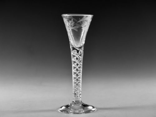 antique glass mercury twist cordial glass english c1755 - CATEGORY: ANTIQUE GLASS - DATED 18TH CENTURY