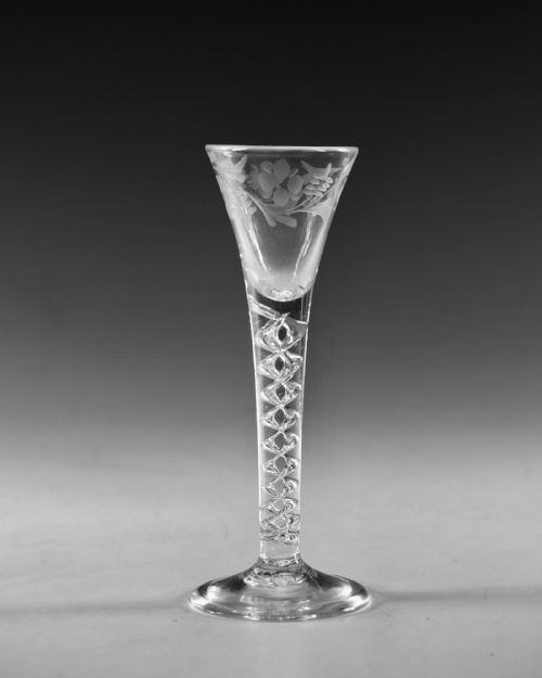ANTIQUE GLASS MERCURY TWIST CORDIAL GLASS ENGLISH C1755 - ADDITIONAL PHOTO 3