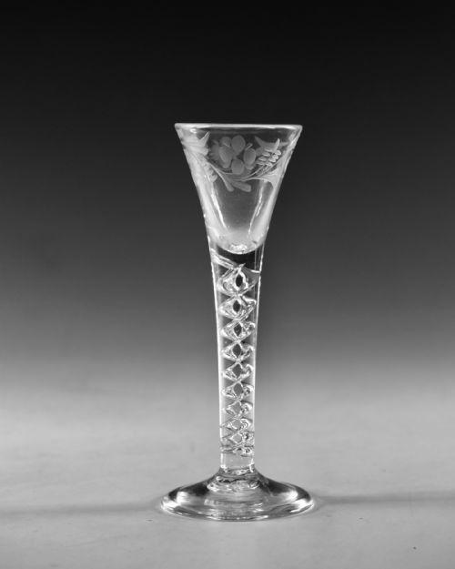 ANTIQUE GLASS MERCURY TWIST CORDIAL GLASS ENGLISH C1755 - ADDITIONAL PHOTO 4