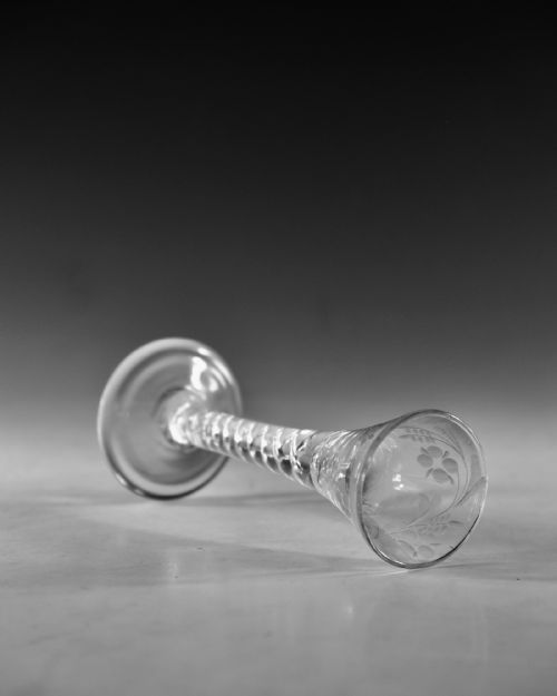 ANTIQUE GLASS MERCURY TWIST CORDIAL GLASS ENGLISH C1755 - ADDITIONAL PHOTO 7