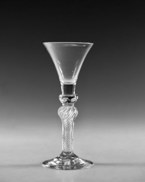 antique glass composite stem wine glass english c1755 - CATEGORY: ANTIQUE GLASS - DATED 18TH CENTURY