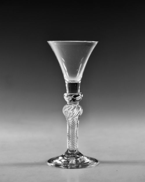 ANTIQUE GLASS COMPOSITE STEM WINE GLASS ENGLISH C1755 - ADDITIONAL PHOTO 3